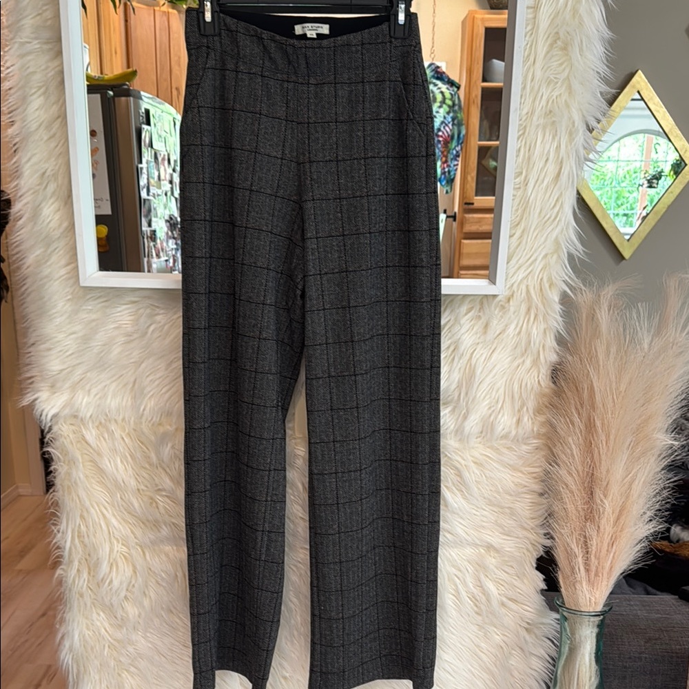 Max Studio Plaid Trousers Women’s XS Gray Windowpane Career Pants